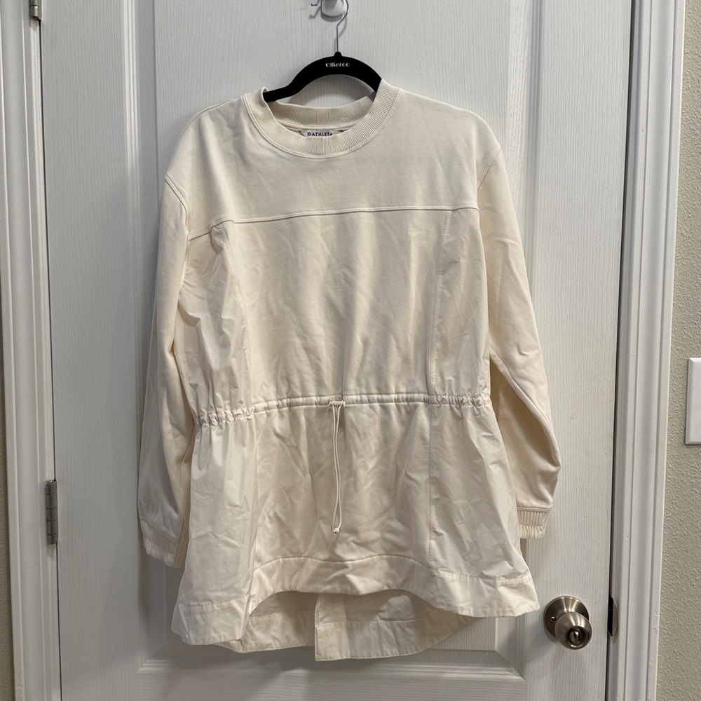 Athleta Triumph Hybrid Crew Neck Sweatshirt Cream Ivory Large